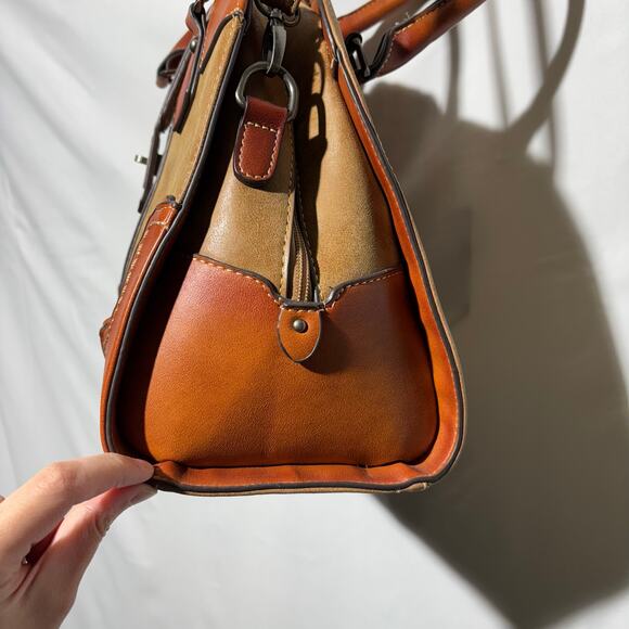 Brown Western Style Faux Leather Crossbody Bag Purse CLEAN Unbranded Equestrian - Picture 10 of 14